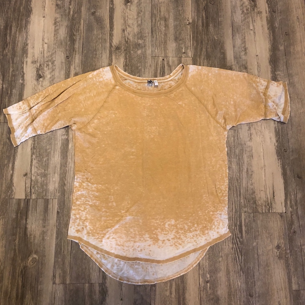 Free Press baseball tee. Mustard colored. Large